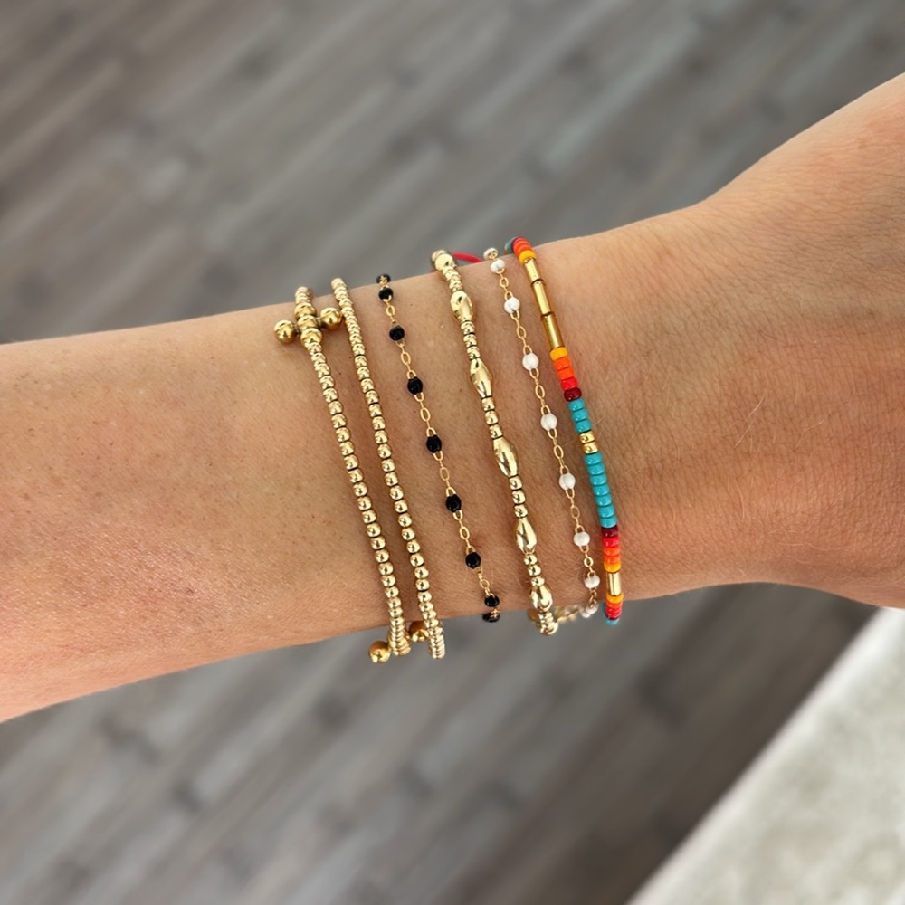 Adjustable rainbow colorful beaded bracelet